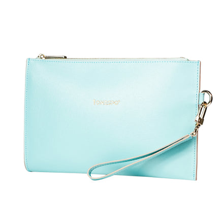 Pochette saffiano vera pelle verde acquamarina