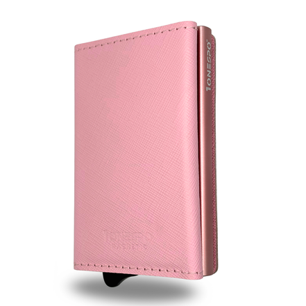 MAGNETIC Saffiano Portafoglio in Vera Pelle Protezione RFID Rosa