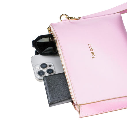 Pochette saffiano vera pelle rosa