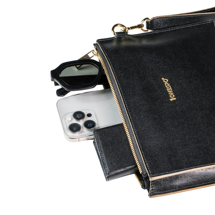 Pochette saffiano vera pelle nero