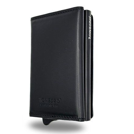 MAGNETIC PRO Portafoglio in Vera Pelle Protezione RFID Nappa Nero
