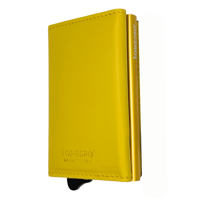 MAGNETIC PRO Portafoglio in Vera Pelle Protezione RFID Nappa Lime