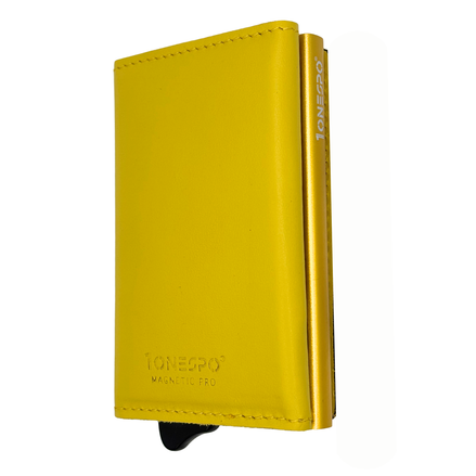 MAGNETIC PRO Portafoglio in Vera Pelle Protezione RFID Nappa Lime