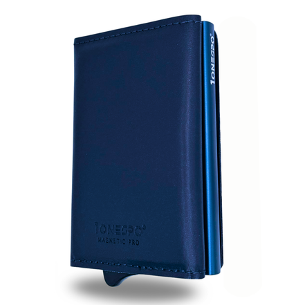 MAGNETIC PRO Portafoglio in Vera Pelle Protezione RFID Nappa Blu