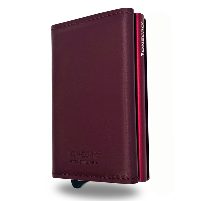 MAGNETIC PRO Portafoglio in Vera Pelle Protezione RFID Nappa Bordeaux