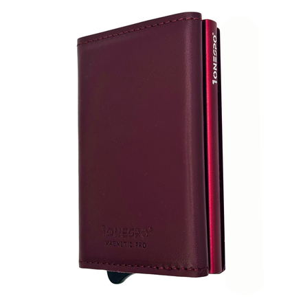 MAGNETIC PRO Portafoglio in Vera Pelle Protezione RFID Nappa Bordeaux