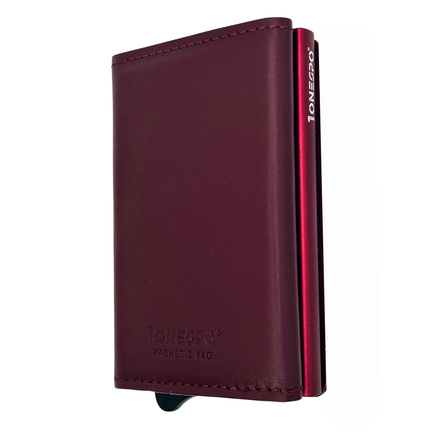MAGNETIC PRO Portafoglio in Vera Pelle Protezione RFID Nappa Bordeaux