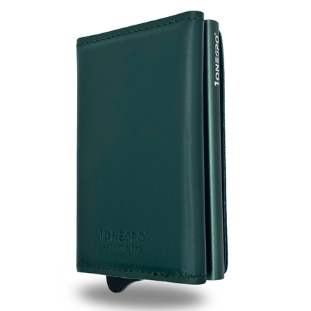 MAGNETIC PRO Portafoglio in Vera Pelle Protezione RFID Nappa Verde Loden