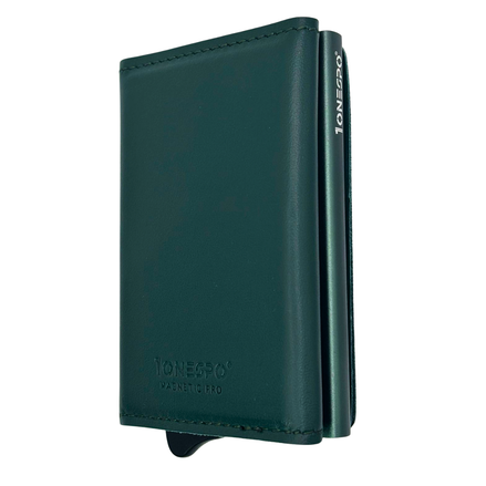 MAGNETIC PRO Portafoglio in Vera Pelle Protezione RFID Nappa Verde Loden