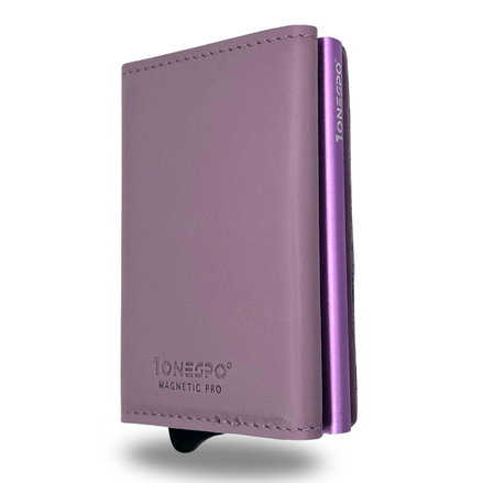 MAGNETIC PRO Portafoglio in Vera Pelle Protezione RFID Nappa Glicine