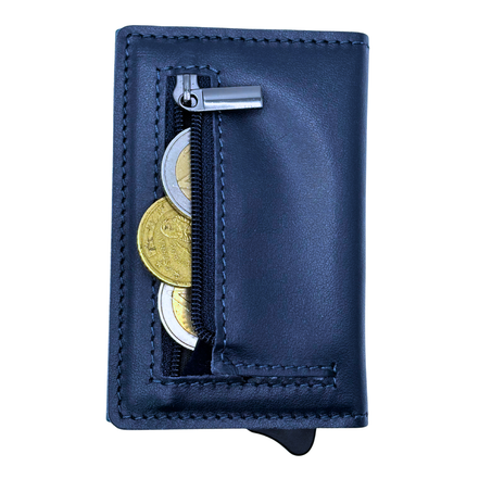 MAGNETIC PRO Portafoglio in Vera Pelle Protezione RFID Nappa Blu