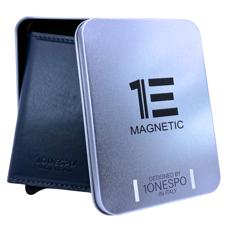 MAGNETIC PRO Portafoglio in Vera Pelle Protezione RFID Nappa Blu