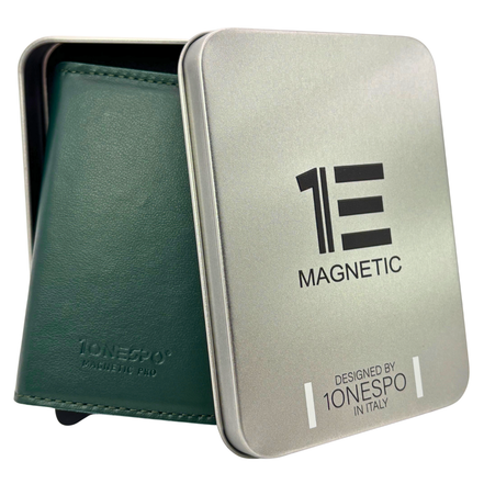 MAGNETIC PRO Portafoglio in Vera Pelle Protezione RFID Nappa Verde Loden