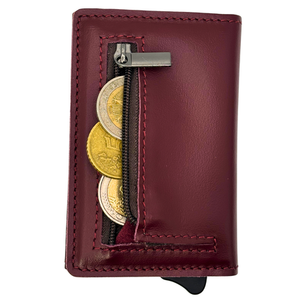 MAGNETIC PRO Portafoglio in Vera Pelle Protezione RFID Nappa Bordeaux