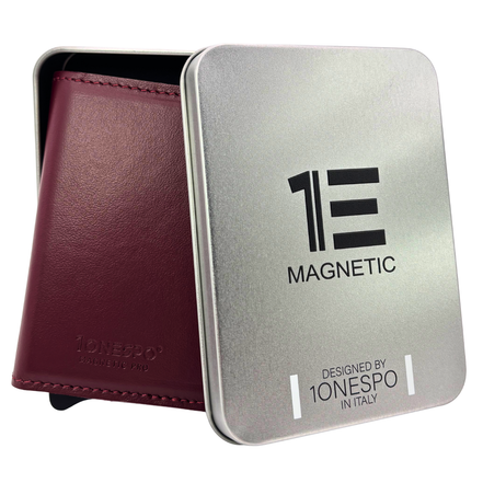 MAGNETIC PRO Portafoglio in Vera Pelle Protezione RFID Nappa Bordeaux
