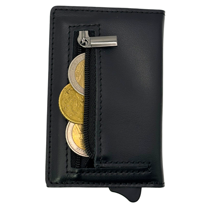 MAGNETIC PRO Portafoglio in Vera Pelle Protezione RFID Nappa Nero