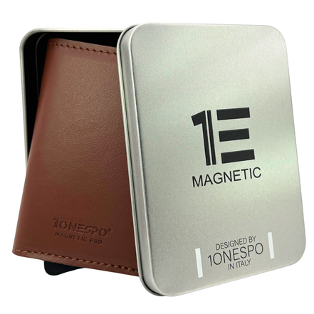 MAGNETIC PRO Portafoglio in Vera Pelle Protezione RFID Nappa Marrone