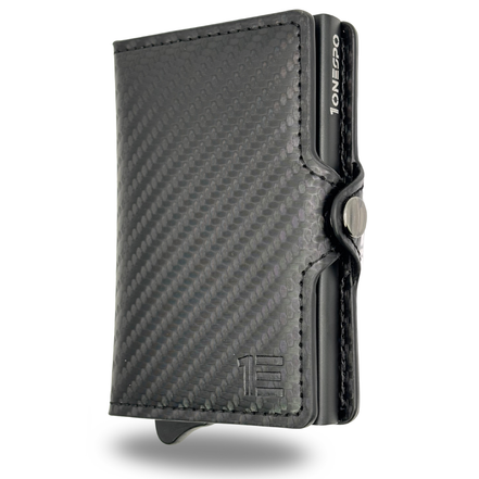 CARBON Zip Porta Carte di Credito Protezione RFID Nero