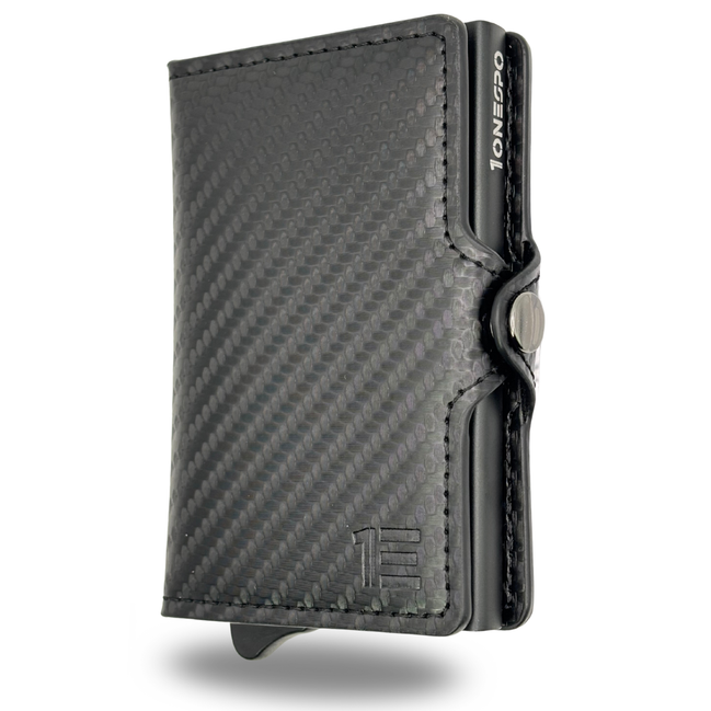 CARBON Zip Porta Carte di Credito Protezione RFID Nero