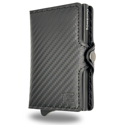 CARBON Zip Porta Carte di Credito Protezione RFID Nero