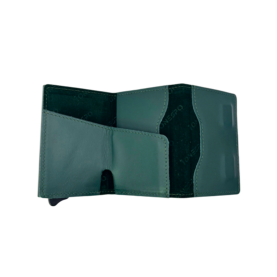 MAGNETIC PRO Portafoglio in Vera Pelle Protezione RFID Nappa Verde Loden