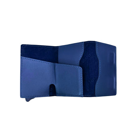 MAGNETIC PRO Portafoglio in Vera Pelle Protezione RFID Nappa Blu