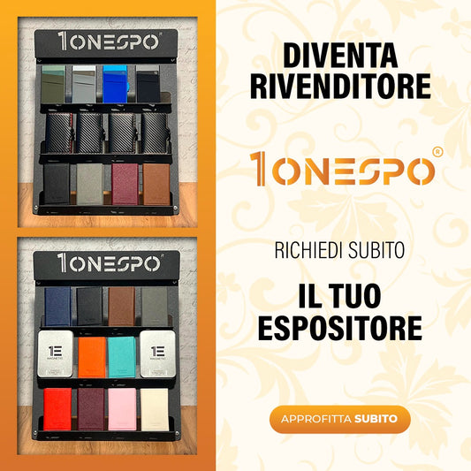 Espositore in metallo LOGO 1ONESPO® con 12 scomparti