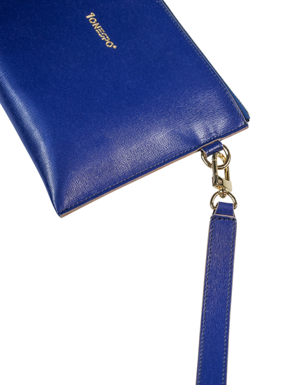 Pochette saffiano vera pelle blu