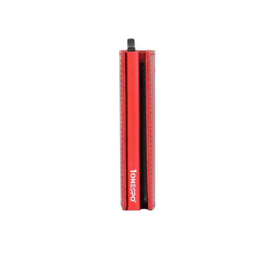 MAGNETIC SLIM Porta Carte di Credito in Vera Pelle Protezione RFID Cuoio Cerato Rosso