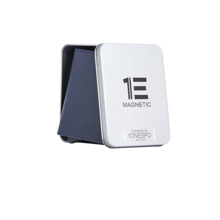MAGNETIC SLIM Porta Carte di Credito in Vera Pelle Protezione RFID Cuoio Cerato Blu