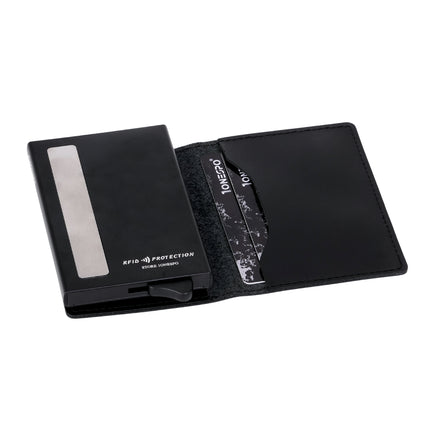 MAGNETIC SLIM Porta Carte di Credito in Vera Pelle Protezione RFID Cuoio Cerato Nero