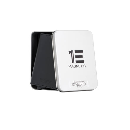 MAGNETIC SLIM Porta Carte di Credito in Vera Pelle Protezione RFID Cuoio Cerato Nero