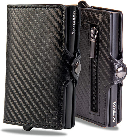 Rfid Porta Carte Di Credito Grande CARBON Zip Porta Carte Di